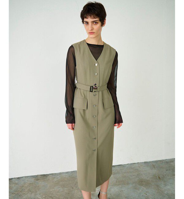 Diagram「ベルト付ジャンパースカート」|ワンピース|カーキ