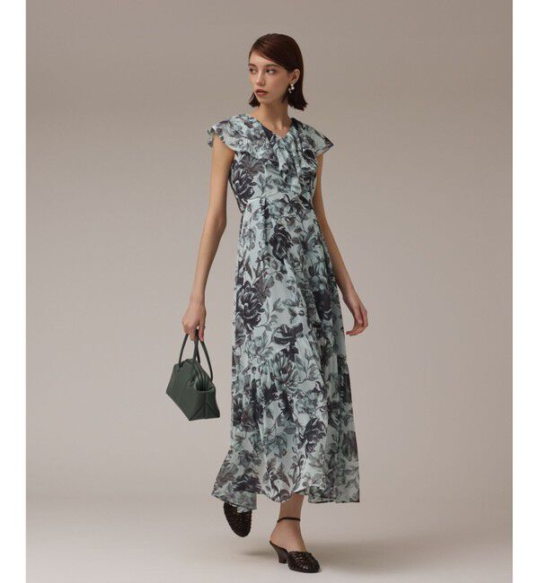 Diagram「フラワープリントフリルワンピース」|ワンピース|グリーン