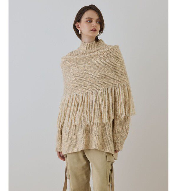 GRACE CONTINENTAL「フリンジケープニットトップ」|ニット・セーター|