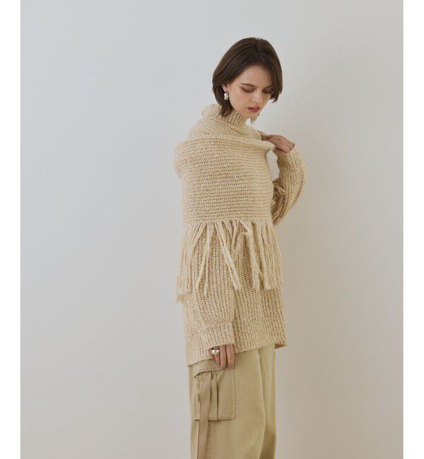 GRACE CONTINENTAL「フリンジケープニットトップ」|ニット・セーター|