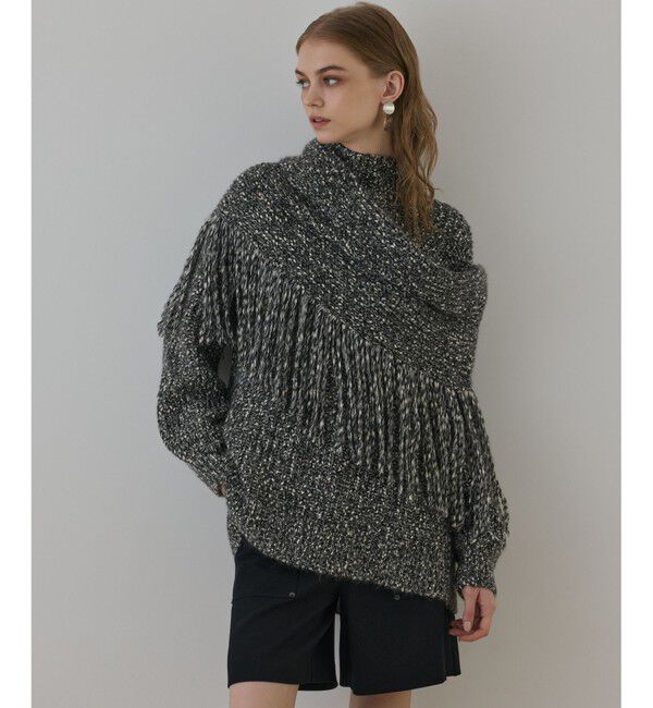 GRACE CONTINENTAL「フリンジケープニットトップ」|ニット・セーター|