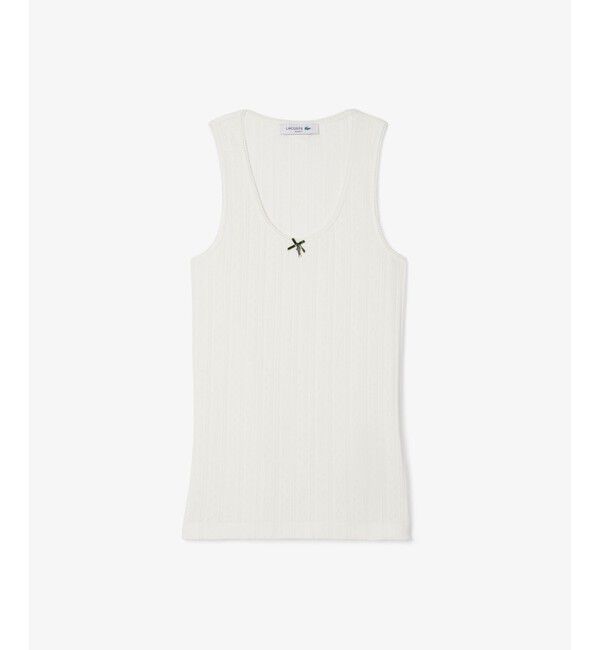 LACOSTE「レース調 ポワンテルニット リボンタンクトップ」|タンクトップ|