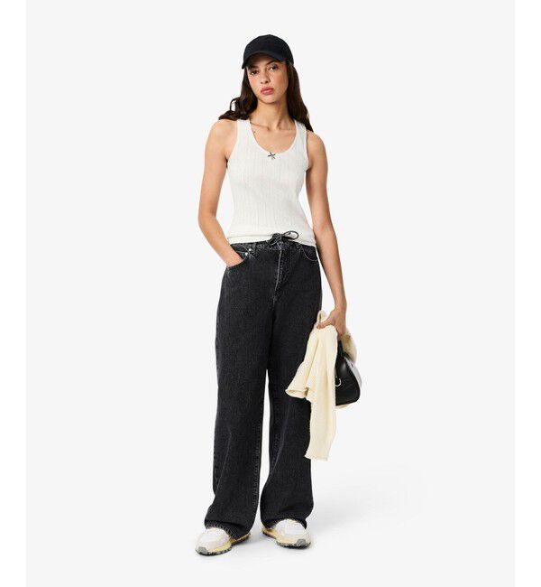 LACOSTE「レース調 ポワンテルニット リボンタンクトップ」|タンクトップ|