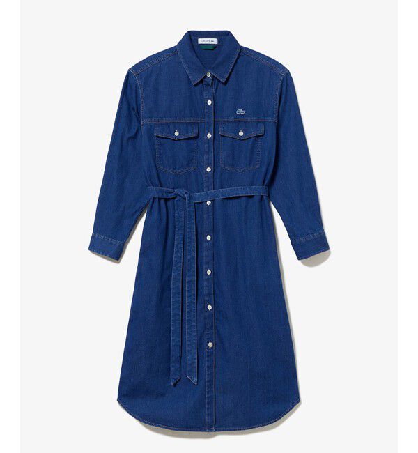 LACOSTE「ロングデニムシャツドレス / シャツワンピース ウエストベルト付き」|ワンピース|