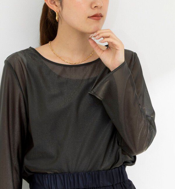 NOLLEY'S「ラメシアートリコットプルオーバーカットソー」|Tシャツ・カットソー|ブラック