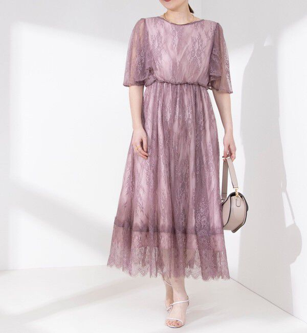 NOLLEY'S「総レースフレアスリーブワンピース」|ワンピース|ベビーピンク