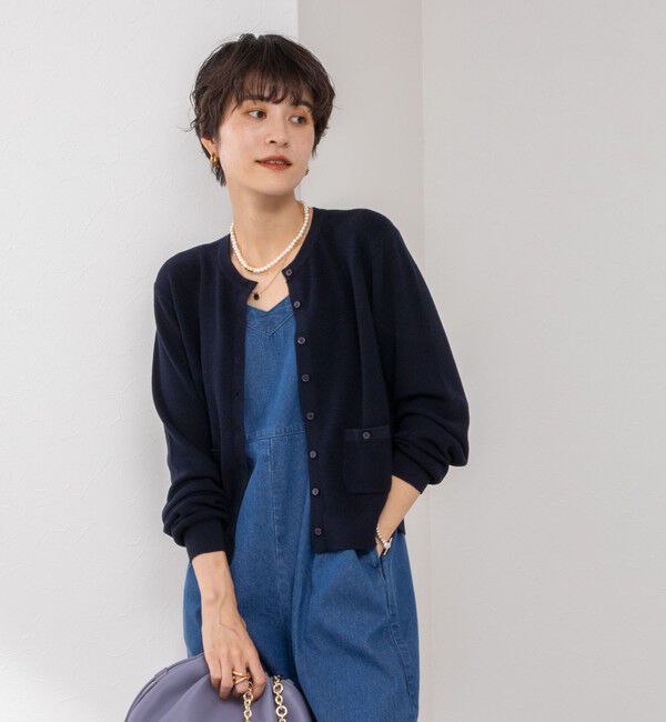 NOLLEY'S「《手洗い可能》ESPOIR 16G片畦クルーネックカーディガン」|カーディガン|