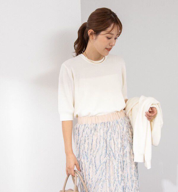 NOLLEY'S「《手洗い可能》ESPOIR 16G片畦5分袖プルオーバーニット」|ニット・セーター|