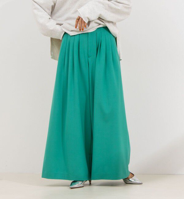 NOLLEY'S「◇【WEB限定サイズあり】《セットアップ対応》ウォッシャブルMannishワイドパンツ」|その他|イエローグリーン