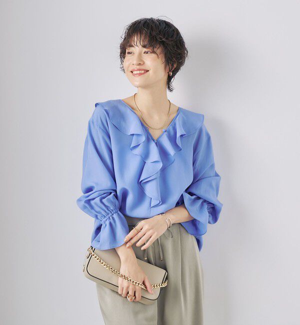 NOLLEY'S「【追加】(CLASSY5月号掲載)ラッフル衿とろみブラウス」|シャツ・ブラウス|