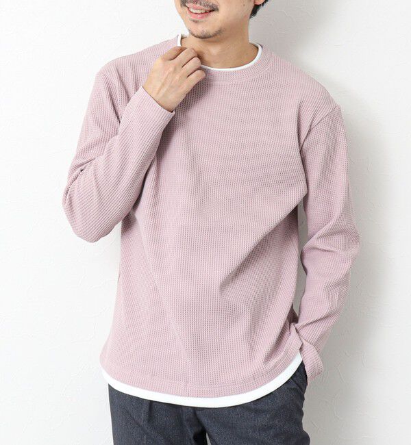 NOLLEY'S goodman「《吸水速乾》ワッフルダブルカラーLS TEE 25SS」|Tシャツ・カットソー|ベビーピンク