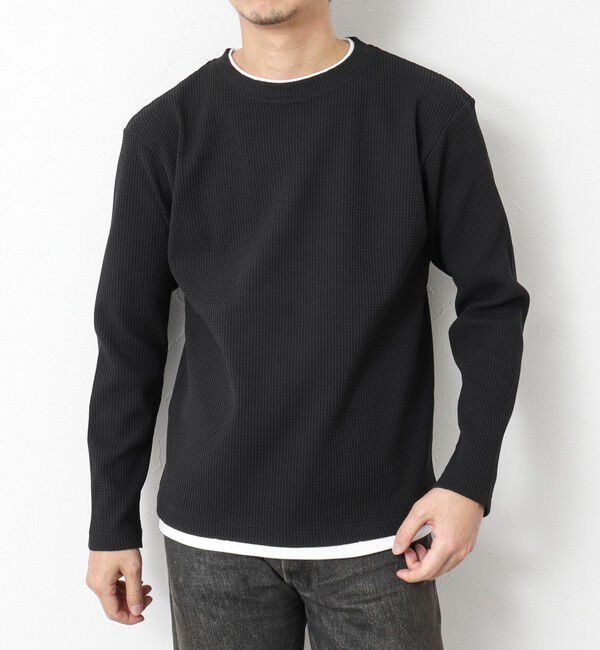 NOLLEY'S goodman「《吸水速乾》ワッフルダブルカラーLS TEE 25SS」|Tシャツ・カットソー|ブラック
