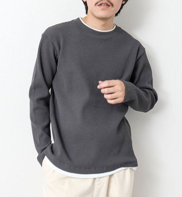 NOLLEY'S goodman「《吸水速乾》ワッフルダブルカラーLS TEE 25SS」|Tシャツ・カットソー|ミディアムグレー