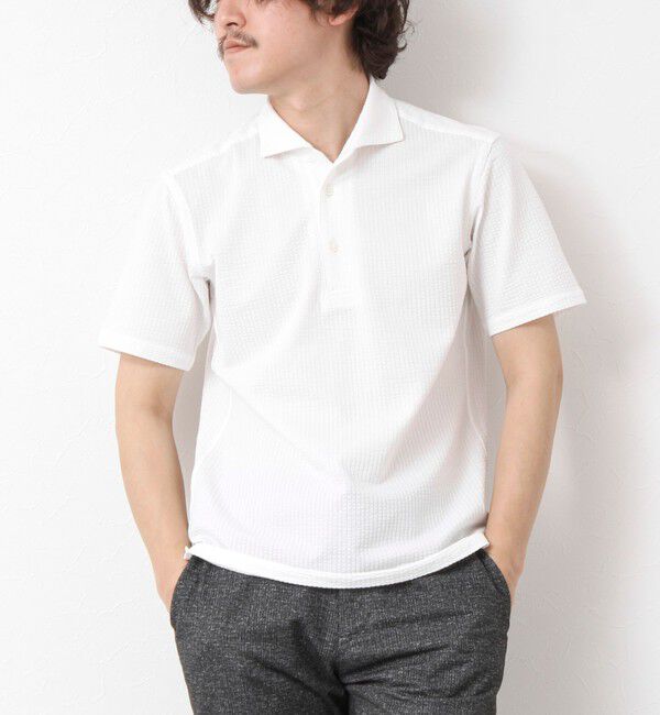 NOLLEY'S goodman「《ビジカジ対応》ハイゲージサッカーストライプ ワンピースカラーポロ ビズポロ 25SS」|ポロシャツ|