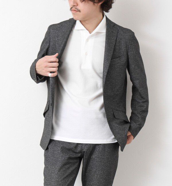 NOLLEY'S goodman「《ビジカジ対応》ハイゲージサッカーストライプ ワンピースカラーポロ ビズポロ 25SS」|ポロシャツ|