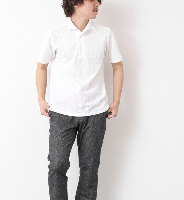 NOLLEY'S goodman「《ビジカジ対応》ハイゲージサッカーストライプ ワンピースカラーポロ ビズポロ 25SS」|ポロシャツ|
