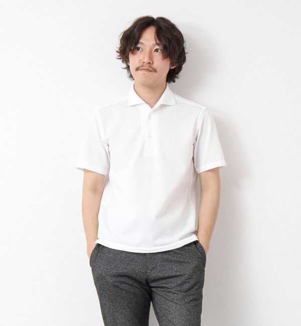 NOLLEY'S goodman「《ビジカジ対応》ハイゲージサッカーストライプ ワンピースカラーポロ ビズポロ 25SS」|ポロシャツ|