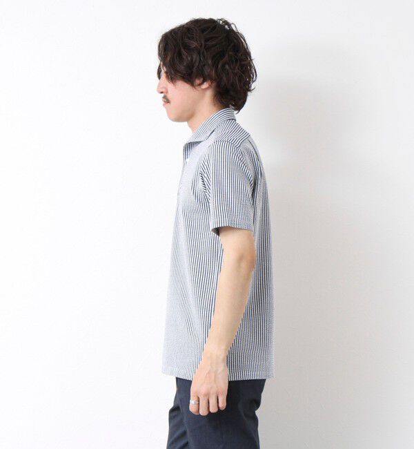 NOLLEY'S goodman「《ビジカジ対応》ハイゲージサッカーストライプ ワンピースカラーポロ ビズポロ 25SS」|ポロシャツ|