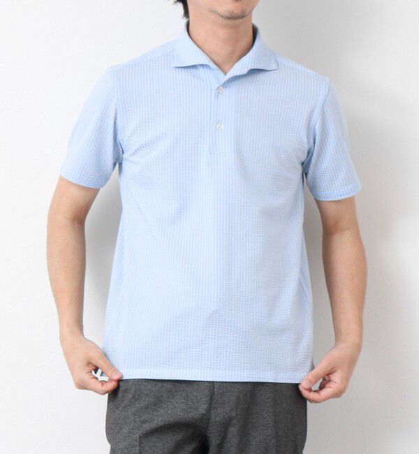 NOLLEY'S goodman「《ビジカジ対応》ハイゲージサッカーストライプ ワンピースカラーポロ ビズポロ 25SS」|ポロシャツ|