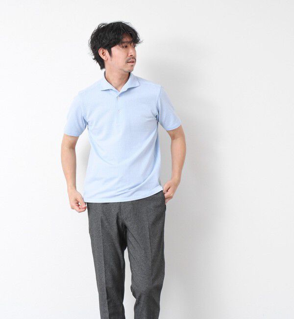 NOLLEY'S goodman「《ビジカジ対応》ハイゲージサッカーストライプ ワンピースカラーポロ ビズポロ 25SS」|ポロシャツ|