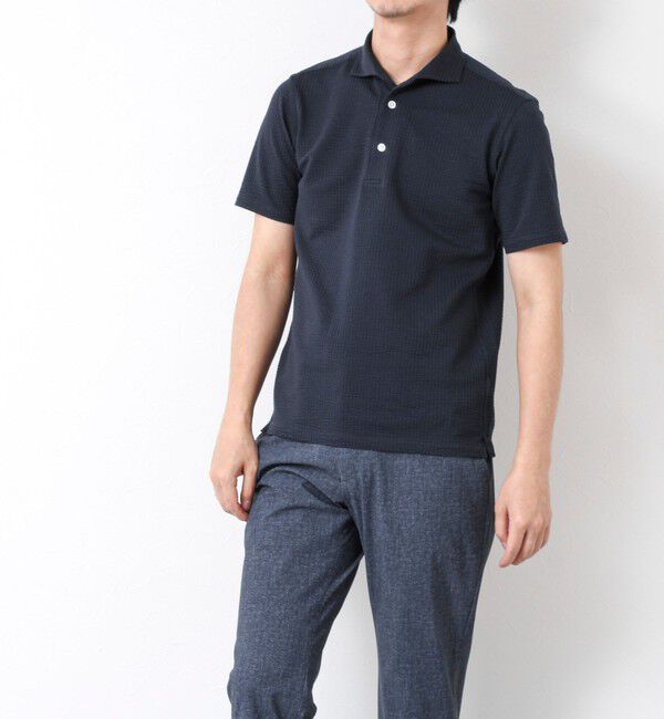 NOLLEY'S goodman「《ビジカジ対応》ハイゲージサッカーストライプ ワンピースカラーポロ ビズポロ 25SS」|ポロシャツ|