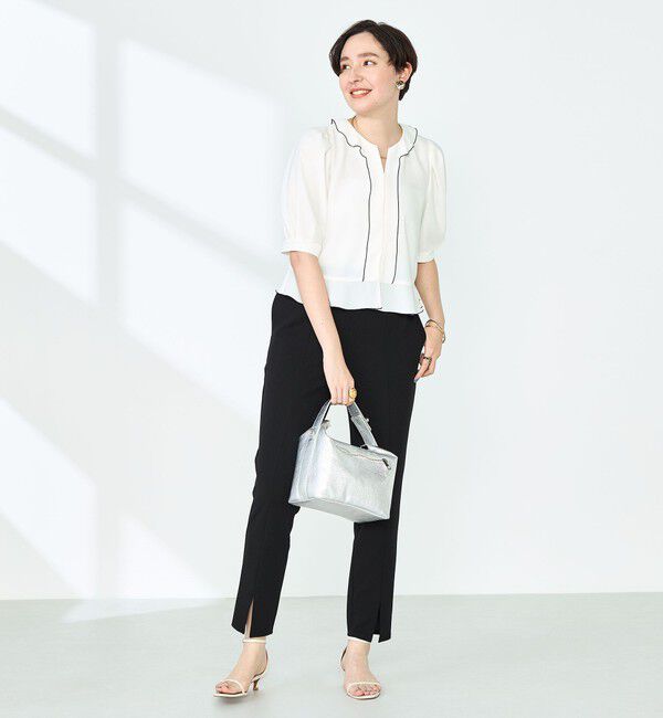 NOLLEY'S「ストレッチジョーゼット配色フリルブラウス」|シャツ・ブラウス|