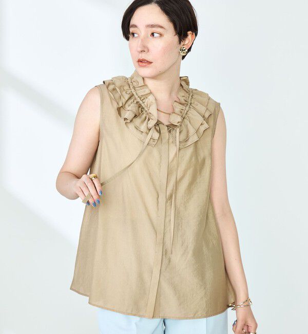 NOLLEY'S sophi「フリルネックノースリーブブラウス」|シャツ・ブラウス|