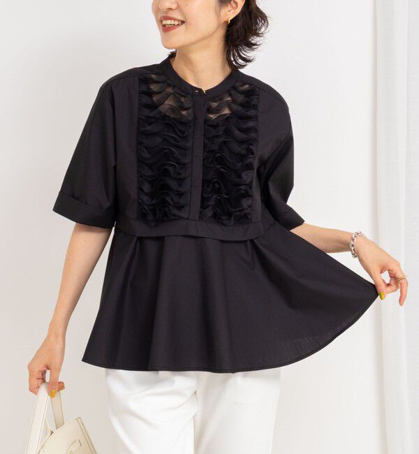 NOLLEY'S「フリルブラウス」|シャツ・ブラウス|ブラック