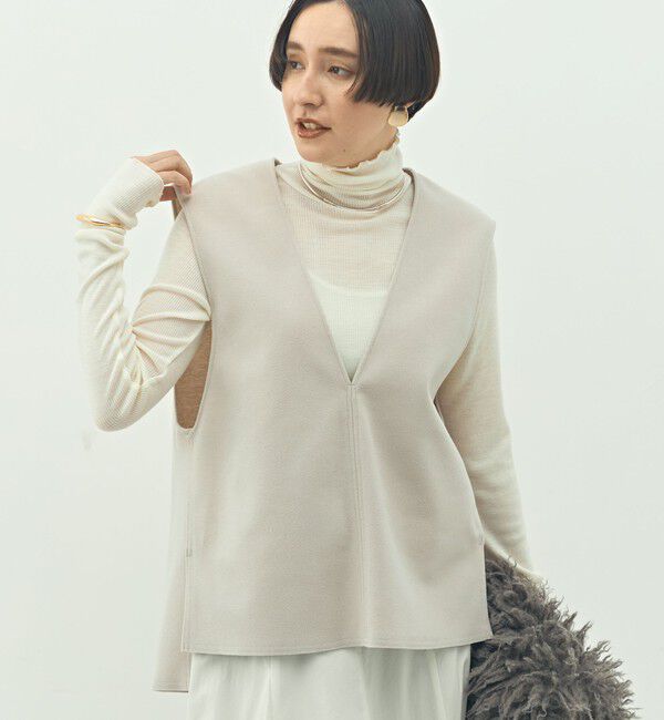 NOLLEY'S「ウォッシャブルストレッチジャージベスト」|ベスト・ジレ|ベージュ