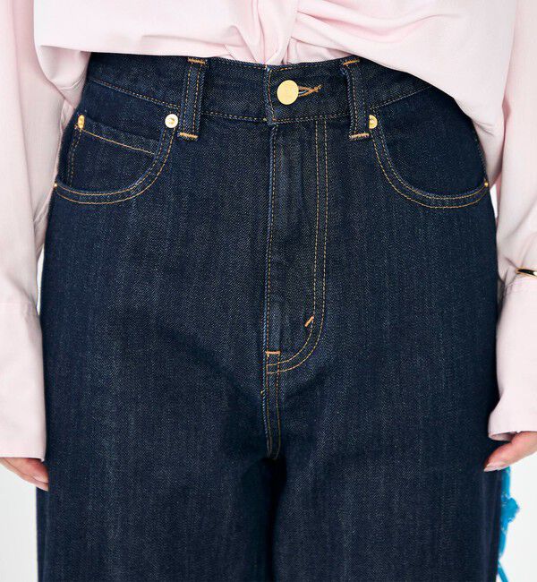 Rie Miller「【RM denim】45th limited editionﾛｰﾙｱｯﾌﾟｽﾄﾚｰﾃﾞﾆﾑ(ｾﾙﾋﾞｯﾁ)」|デニム|