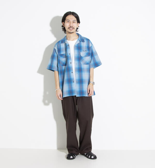 GLOSTER「【PENDLETON/ペンドルトン】オープンカラーシャツ 半袖シャツ 刺繍 ワンポイント チェック」|シャツ・ブラウス|