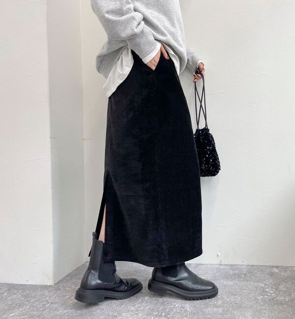 fredy emue「クラッシュベロアナロースカート」|タイト|
