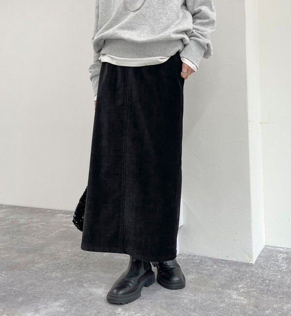 fredy emue「クラッシュベロアナロースカート」|タイト|