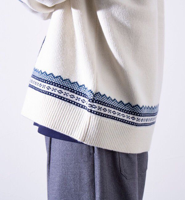 GLOSTER「【GLOSTER/グロスター】フェアアイル柄 エスニック ジップカーディガン ユニセックス」|カーディガン|