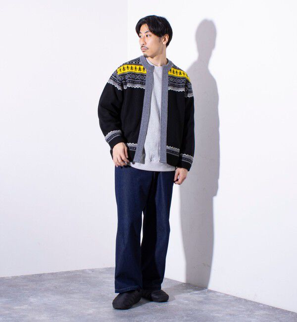 GLOSTER「【GLOSTER/グロスター】フェアアイル柄 エスニック ジップカーディガン ユニセックス」|カーディガン|