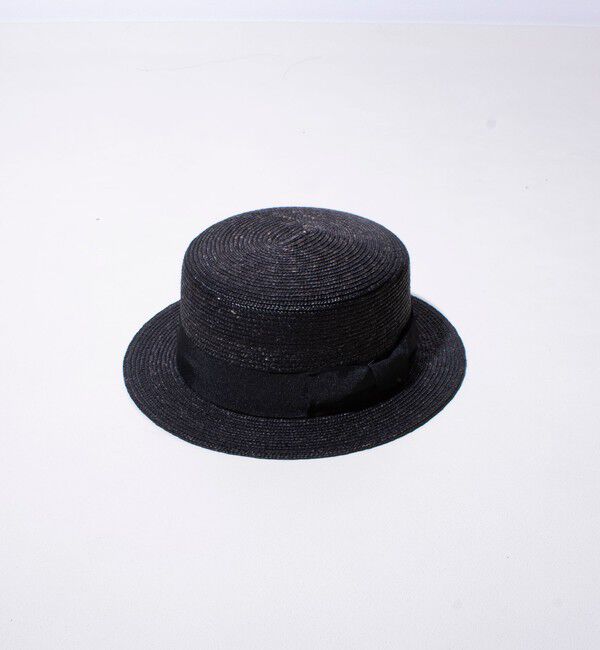 GLOSTER「【GLOSTER/グロスター】STRAW BOATER HAT ストローハット 麦わら カンカン帽」|ハット|ブラック