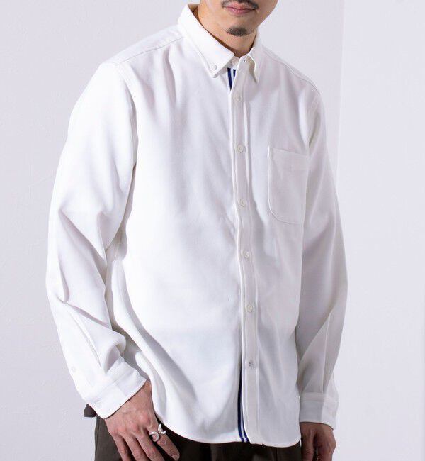 GLOSTER「【ビジカジ対応】【GLOSTER/グロスター】ニットテープ 鹿の子 ボタンダウンシャツ」|シャツ・ブラウス|ホワイト