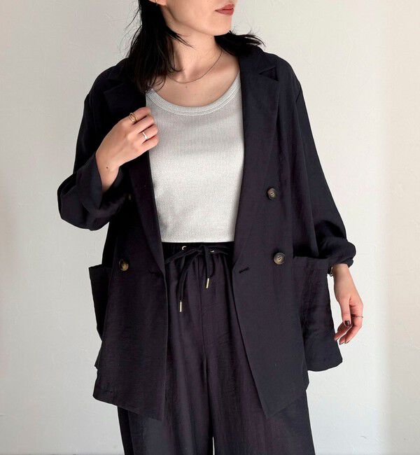 fredy emue「《セットアップ対応》リネン混スラブツイルダブルジャケット」|テーラードジャケット|