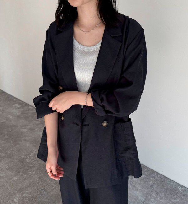 fredy emue「《セットアップ対応》リネン混スラブツイルダブルジャケット」|テーラードジャケット|