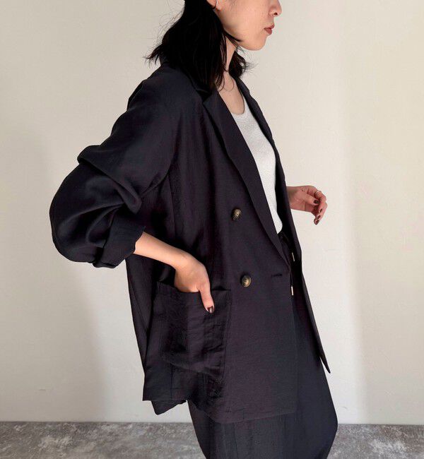 fredy emue「《セットアップ対応》リネン混スラブツイルダブルジャケット」|テーラードジャケット|