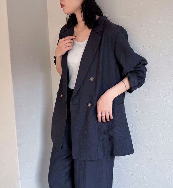 fredy emue「《セットアップ対応》リネン混スラブツイルダブルジャケット」|テーラードジャケット|