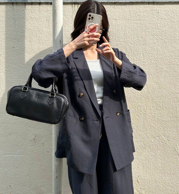 fredy emue「《セットアップ対応》リネン混スラブツイルダブルジャケット」|テーラードジャケット|