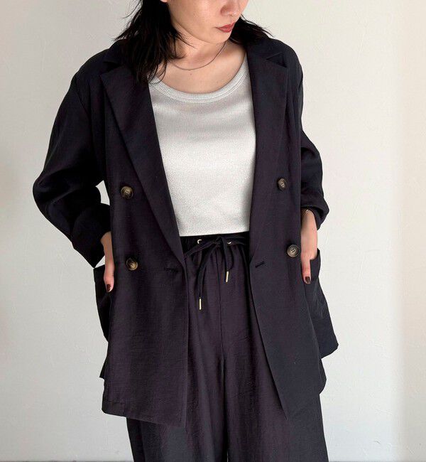 fredy emue「《セットアップ対応》リネン混スラブツイルダブルジャケット」|テーラードジャケット|