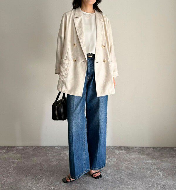 fredy emue「《セットアップ対応》リネン混スラブツイルダブルジャケット」|テーラードジャケット|