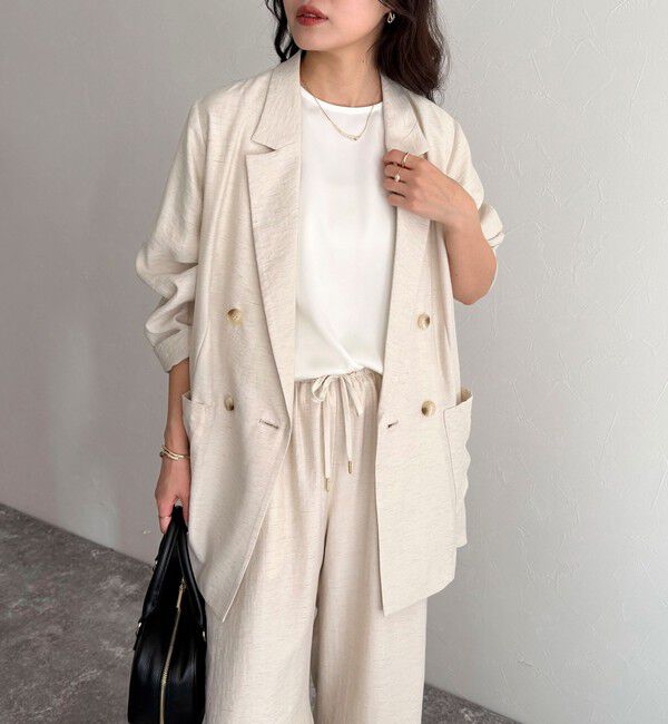 fredy emue「《セットアップ対応》リネン混スラブツイルダブルジャケット」|テーラードジャケット|