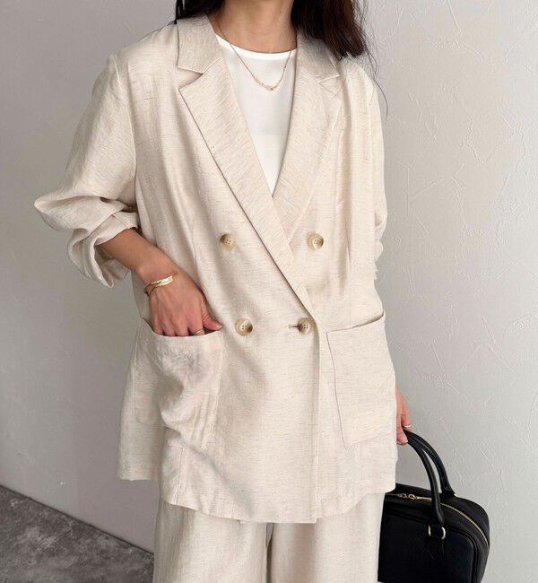 fredy emue「《セットアップ対応》リネン混スラブツイルダブルジャケット」|テーラードジャケット|