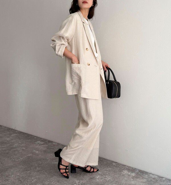 fredy emue「《セットアップ対応》リネン混スラブツイルダブルジャケット」|テーラードジャケット|