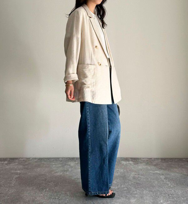 fredy emue「《セットアップ対応》リネン混スラブツイルダブルジャケット」|テーラードジャケット|