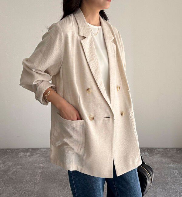 fredy emue「《セットアップ対応》リネン混スラブツイルダブルジャケット」|テーラードジャケット|