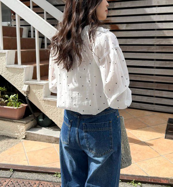 fredy emue「ドット刺繍フリルカラーブラウス」|シャツ・ブラウス|